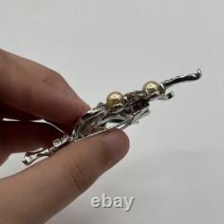 Trifari Alfred Philippe Pave Enamel Leaves Pear Flowers Floral Spray Clip READ