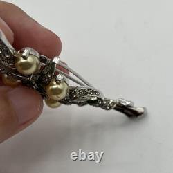 Trifari Alfred Philippe Pave Enamel Leaves Pear Flowers Floral Spray Clip READ