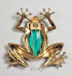 Trifari'Alfred Philippe' Pave Enamel Ruby Cabochons Emerald Tree Frog Pin Clip