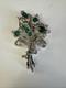 Trifari'Alfred Philippe' Pave Enamel and Emerald Crystals 5 Flowers Pin Clip