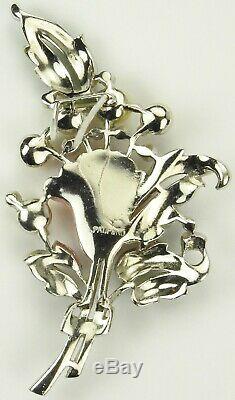 Trifari'Alfred Philippe' Pave Enamel and Pearls Lily Pin Clip
