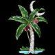 Trifari'Alfred Philippe' Pave Enamel and Ruby Coconuts Palm Tree and Moon Pin