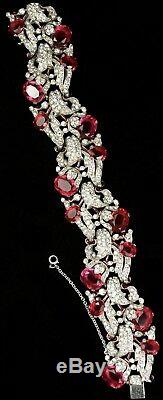 Trifari'Alfred Philippe' Pave Enamel and Ruby Floral Bell Flower Bracelet