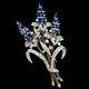 Trifari'Alfred Philippe' Pave Enamel and Sapphires Triple Floral Spray Pin Clip