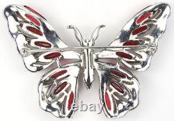 Trifari'Alfred Philippe' Pave Enamel and and Ruby Lozenges Butterfly Pin