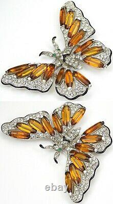 Trifari'Alfred Philippe' Pave Enamel and and Topaz Lozenges Butterfly Pin
