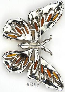 Trifari'Alfred Philippe' Pave Enamel and and Topaz Lozenges Butterfly Pin