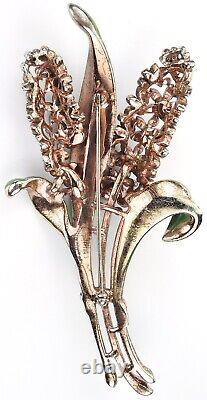 Trifari'Alfred Philippe' Pave Flowers and Enamel Leaves Double Hyacinth Pin