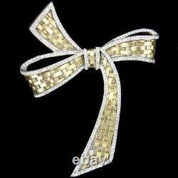 Trifari Alfred Philippe Pave & Gold Basketweave Giant Bowknot or Bow Pin