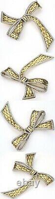 Trifari Alfred Philippe Pave & Gold Basketweave Giant Bowknot or Bow Pin