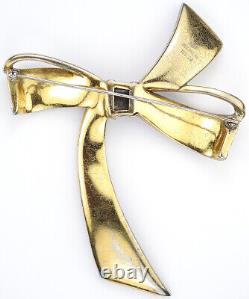 Trifari Alfred Philippe Pave & Gold Basketweave Giant Bowknot or Bow Pin