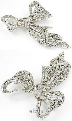 Trifari'Alfred Philippe' Pave Openwork Flower Circles Pattern Floral Bow Pin