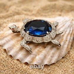Trifari Alfred Philippe Pave & Sapphire Blue Belly Turtle Pin/Sterling Silver