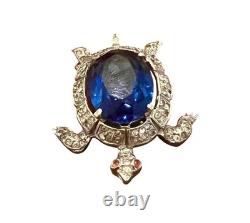 Trifari Alfred Philippe Pave & Sapphire Blue Belly Turtle Pin/Sterling Silver