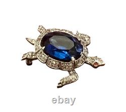 Trifari Alfred Philippe Pave & Sapphire Blue Belly Turtle Pin Sterling Silver Trifari Alfred Philippe Pave & Sapphire Blue Belly Turtle Pin Sterling Silver