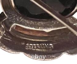 Trifari Alfred Philippe Pave & Sapphire Blue Belly Turtle Pin Sterling Silver