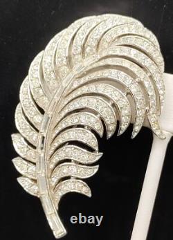 Trifari'Alfred Philippe' Pave and Baguettes Curling Feather Leaf Brooch