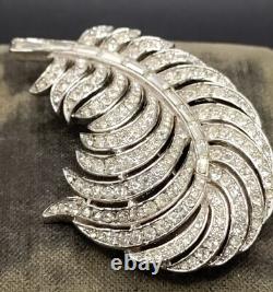 Trifari'Alfred Philippe' Pave and Baguettes Curling Feather Leaf Brooch