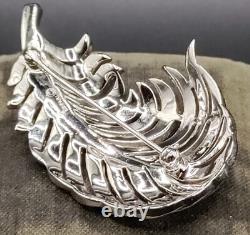 Trifari'Alfred Philippe' Pave and Baguettes Curling Feather Leaf Brooch