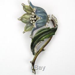 Trifari'Alfred Philippe' Pave and Blue Enamel Lily Pin