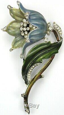 Trifari'Alfred Philippe' Pave and Blue Enamel Lily Pin