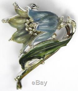 Trifari'Alfred Philippe' Pave and Blue Enamel Lily Pin