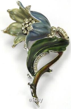 Trifari'Alfred Philippe' Pave and Blue Enamel Lily Pin