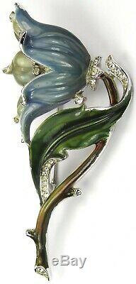 Trifari'Alfred Philippe' Pave and Blue Enamel Lily Pin