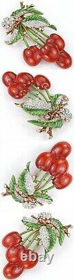 Trifari'Alfred Philippe' Pave and Enamel 1941 Patent Cherries Pin Clip