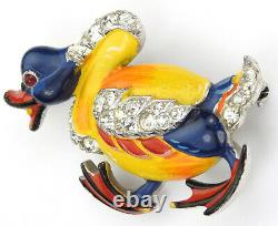 Trifari'Alfred Philippe' Pave and Enamel Angry Duck Bird Pin