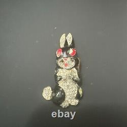Trifari'Alfred Philippe' Pave and Enamel Black Rabbit Extremely Rare Only One