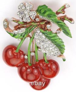 Trifari'Alfred Philippe' Pave and Enamel Cherries Pin Clip