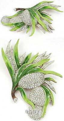 Trifari'Alfred Philippe' Pave and Enamel Giant Circular Fruits and Leaves Pin