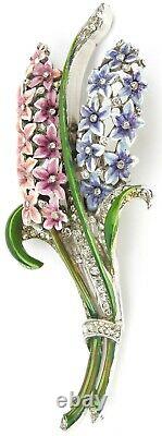 Trifari'Alfred Philippe' Pave and Enamel Giant Double Hyacinth Pin Clip