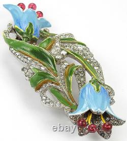 Trifari'Alfred Philippe' Pave and Enamel Large Double Bluebell Pin