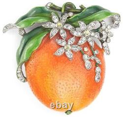 Trifari'Alfred Philippe' Pave and Enamel Orange Fruit Pin Clip