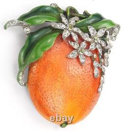 Trifari'Alfred Philippe' Pave and Enamel Orange Fruit Pin Clip