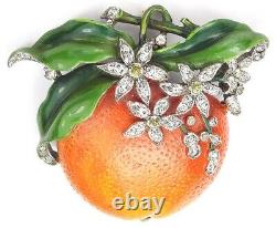 Trifari'Alfred Philippe' Pave and Enamel Orange Fruit Pin Clip