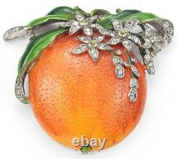 Trifari'Alfred Philippe' Pave and Enamel Orange Fruit Pin Clip