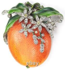 Trifari'Alfred Philippe' Pave and Enamel Orange Fruit Pin Clip