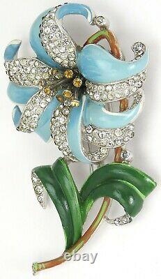 Trifari'Alfred Philippe' Pave and Enamel Tiger Lily Pin Clip