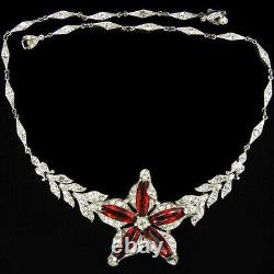 Trifari'Alfred Philippe' Pave and Ruby Lozenges Star Flower Choker Necklace