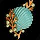 Trifari'Alfred Philippe' Pearls and Angel Coral Blue Seashell Pin