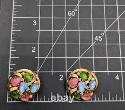 Trifari Alfred Philippe Printemps Pastel Glass Acorn Fruit Salad Clip Earrings