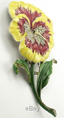 Trifari'Alfred Philippe' Purple and Yellow Pansy Pin Clip