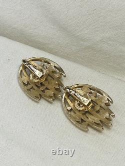 Trifari Alfred Philippe RARE Earrings Trifarium Blue Sapphire Chaton Rhinestones