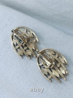 Trifari Alfred Philippe RARE Earrings Trifarium Blue Sapphire Chaton Rhinestones