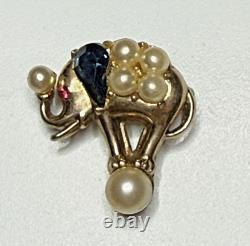 Trifari Alfred Philippe Rare Circus Elephant on a pearl ball Brooch Pin Vtg 1952
