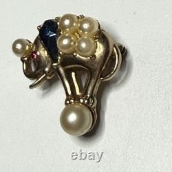 Trifari Alfred Philippe Rare Circus Elephant on a pearl ball Brooch Pin Vtg 1952