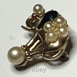 Trifari Alfred Philippe Rare Circus Elephant on a pearl ball Brooch Pin Vtg 1952